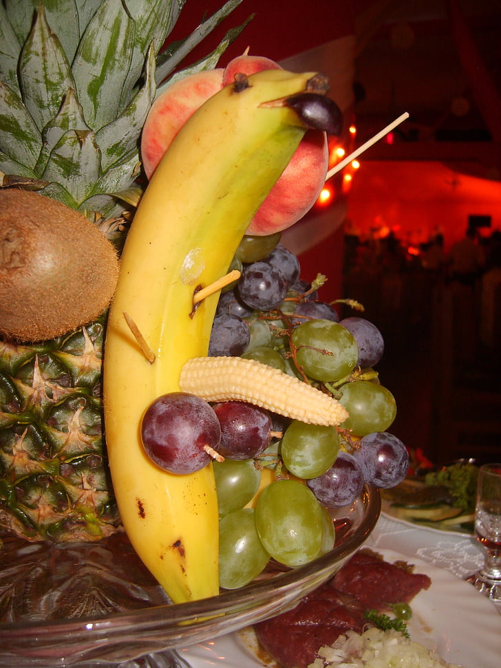 φρούτα, τα μήλα, σταφύλια, τροπικά φρούτα, δέσμη των σταφυλιών, Μπανάνα