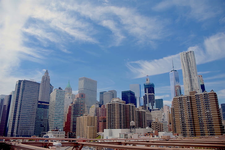 NYC, Skyline, Miasto, Manhattan, Urban, gród, Architektura