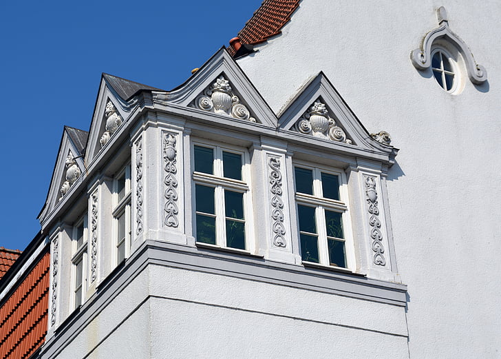 ventana, Gable, arquitectura, fachada, históricamente