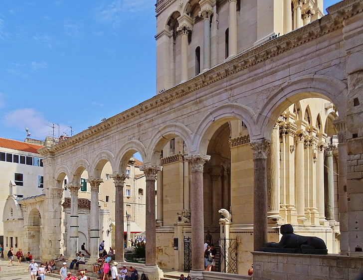 dioakletianpalast, Kroatien, Split, Europa, bygning, monument, søjleformede
