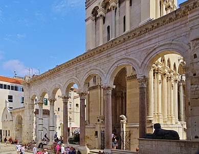 dioakletianpalast, Kroatija, Splitas, Europoje, pastatas, paminklas, kolonų