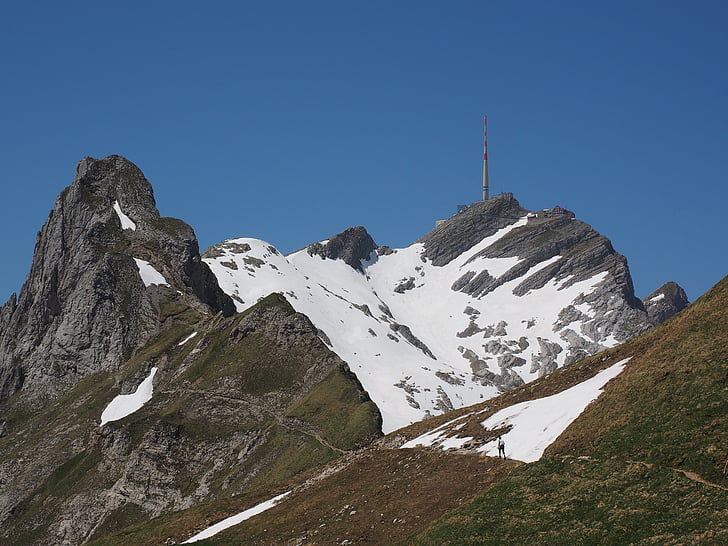 Säntis, linser ridge, Mountain, Alpin, snö, schweiziska Alperna, Appenzell