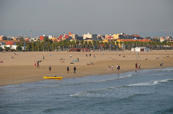 Beach, Costa, Valencia, pesek, valovi, obale, sredozemski