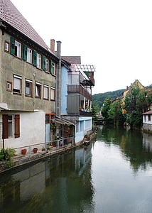 Horb am neckar, Horb, Neckar, reflectie, rivier, Duitsland, Europa