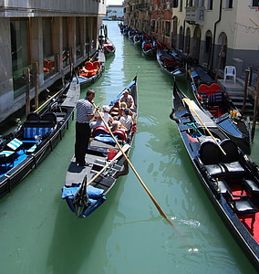 Venedig, gondol, kanal, Italien, transport, Remo