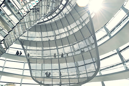 Bundestagu, Kopuła, ludzie, Architektura, biały, stali, nowoczesne