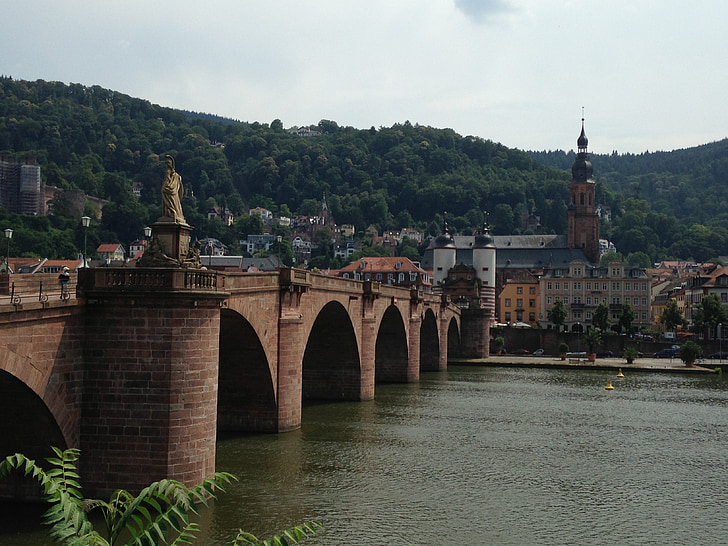 Χαϊδελβέργη, γέφυρα, Καρλ-Τέοντορ, Γερμανία, πέτρα, διάσημο, Neckar
