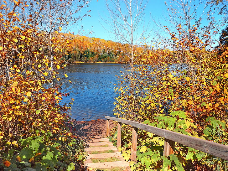 jeseň, jazero, Wilderness, Príroda, Príroda, schodisko, samota