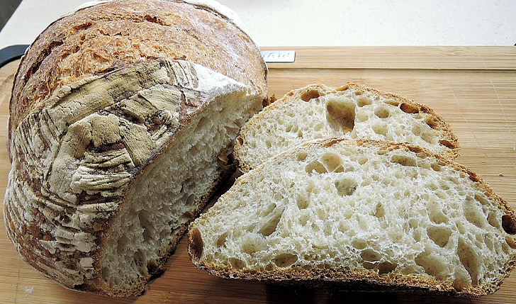 sour dough bread, crust, texture, baked, food