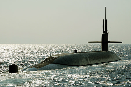 submarino, de la nave, agua, Océano, superficie, militar, Marina de guerra