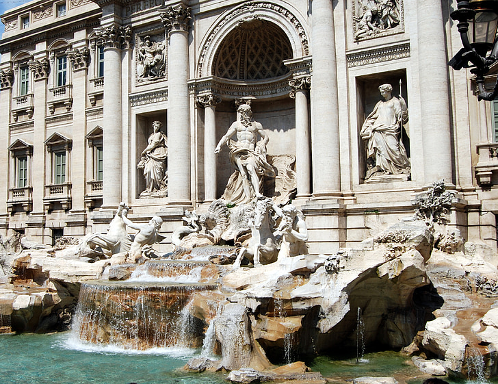 Fontana di trevi, Rome, water, standbeeld