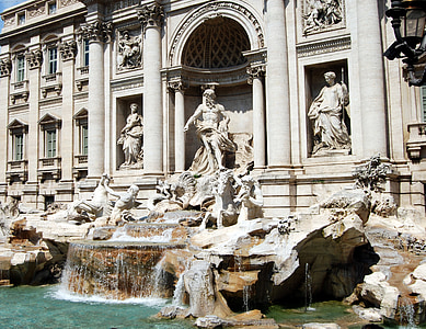 Fontana di trevi, Rome, ūdens, statuja