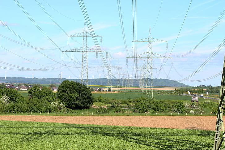 лінії електропередачі, поле, RWE, полюсами влади, краєвид, Електроенергія, strommast