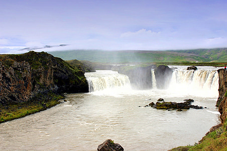 iceland, waterfall, river