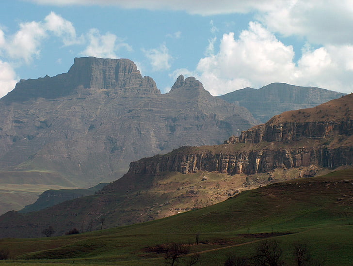 drakensburg, Sydafrika, bjerge, skyer, landskab, Natal, natur