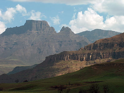 Drakensburg, África do Sul, montanhas, nuvens, paisagem, -Natal, natureza
