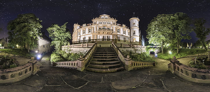 Castillo, noche, Alemania, iluminados, fotografía de noche, Estado de ánimo, Turismo