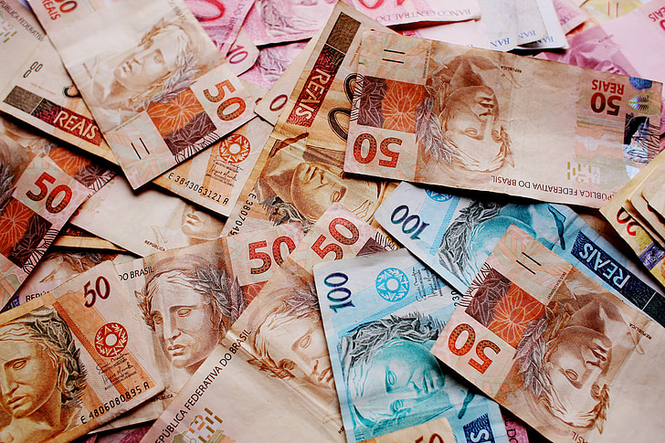 hlasovací lístky, peníze, skutečné, Poznámka:, Brazilská měna, Brazílie, padesát dolarů