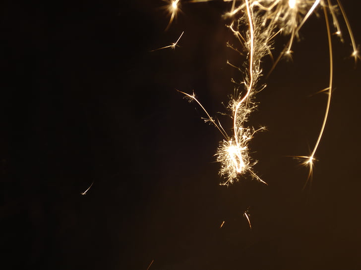 vuurwerk, donker, nacht, Nieuwjaar, Sparkler, viering, helder
