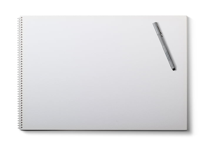 drawing pad, white background, pen, blank, pad, business, paper