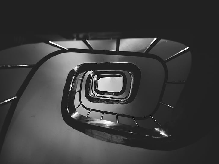 abstract, art, black-and-white, design, light, low angle shot, metal