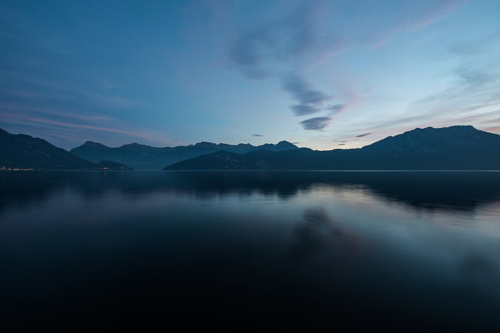 panorama, photo, mountains, near, river, lake, water
