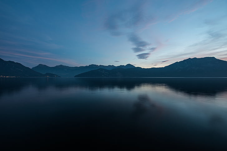 Panoramos, nuotrauka, kalnai, šalia, upės, ežeras, vandens