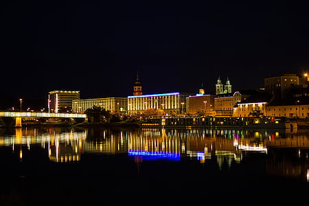City, yö, Panorama, valot, Yöllä, kaupungin valot, arkkitehtuuri