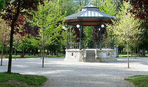 bandstand, garden, landscape