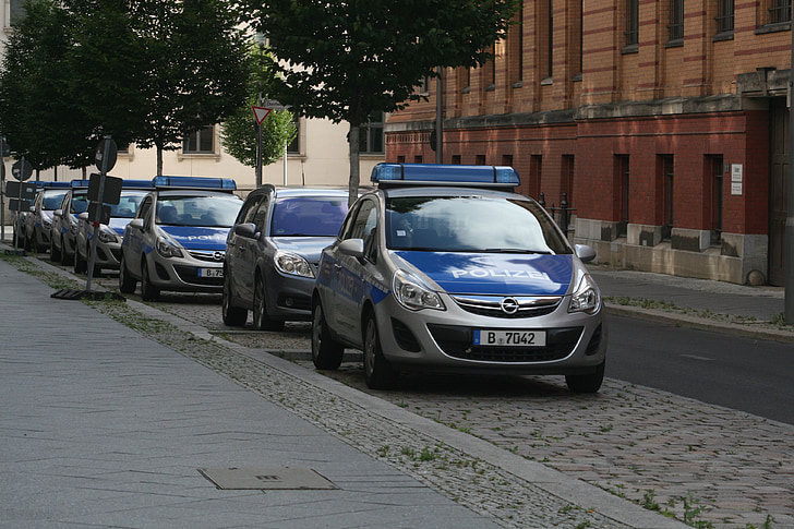 auto, berlin, road, police, vehicle, opel, city