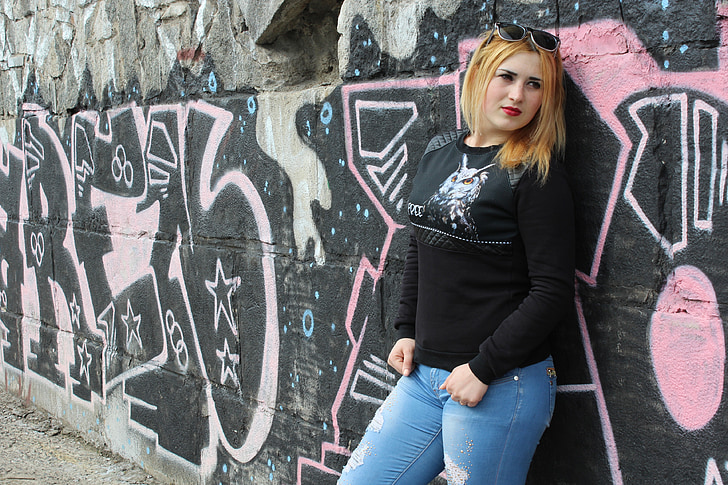 jeune fille, Graffiti, photoshoot