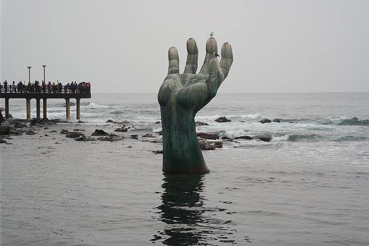 pohang, hands statue, beach