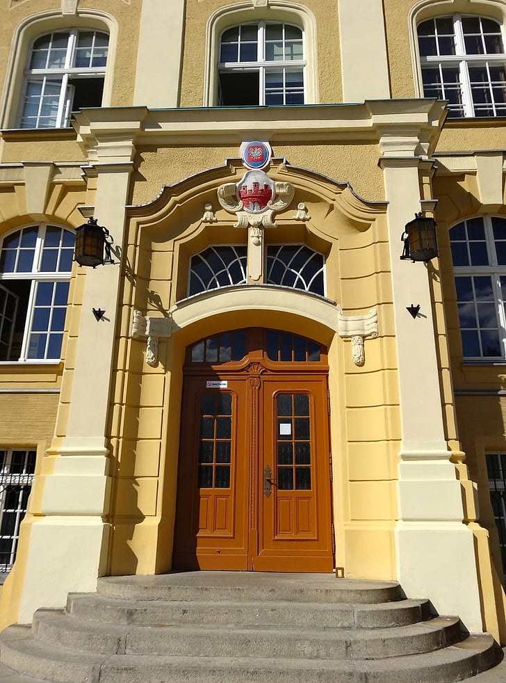 Bydgoszcz, copernicanum, dörr, ingång, framsidan, arkitektur, art nouveau