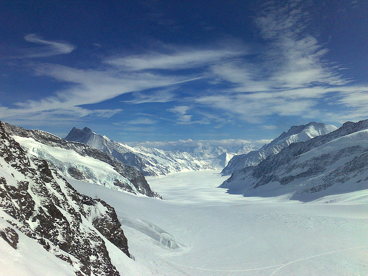 Aletsch glacier konkordiaplatz, región Jungfrau, Aletsch glacier, Ľadovec, Švajčiarsko