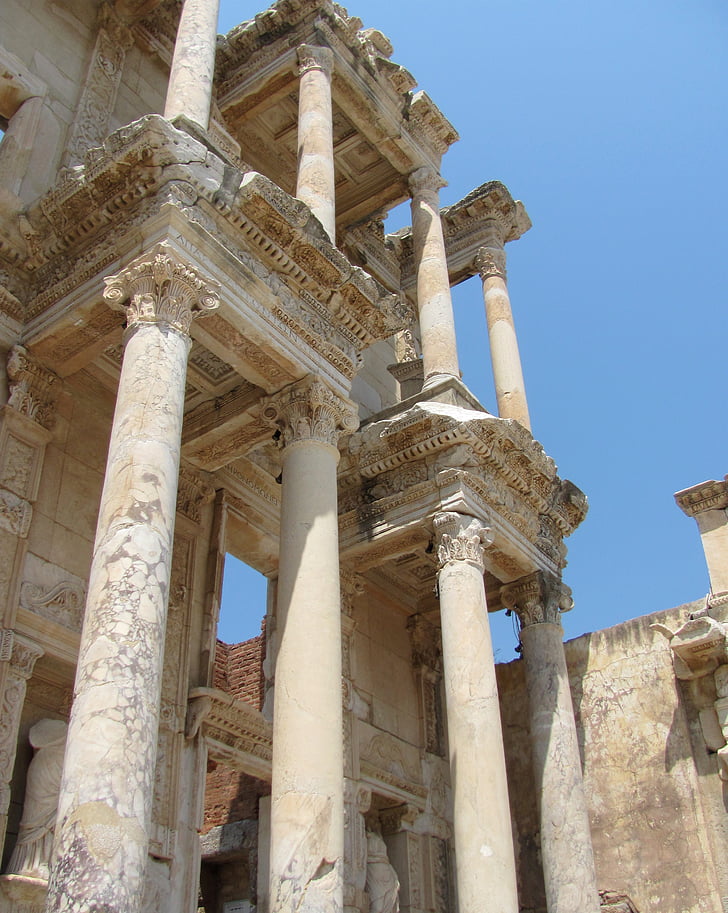 ephesus, library of celsus, classical architecture, library, archaeology, turkey, ruins
