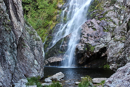 waterfall, nature, rock, waterfalls, wild nature, motion, scenics
