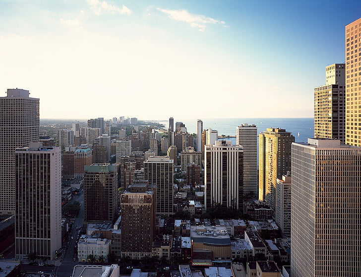 Chicago, Illinois, City, bybilledet, skyskrabere, bygninger, arkitektur