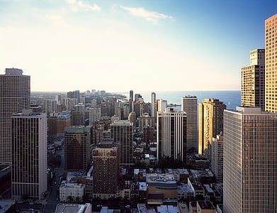 Чикаго, Илинойс, град, градски пейзаж, небостъргачи, сгради, архитектура