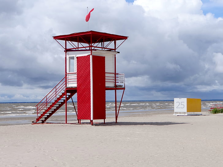 watchtower, coast, coast guard, sea, beach, lonely, baltic sea