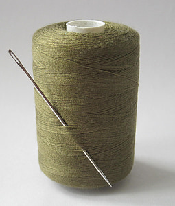 agulha, algodão, segmento, de costura, matéria têxtil, costurar, bordado