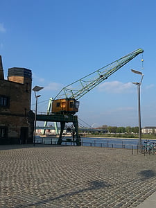 Crane, Cologne port, mengangkat crane, Crane - mesin konstruksi, Pelabuhan, Dermaga komersial, industri konstruksi