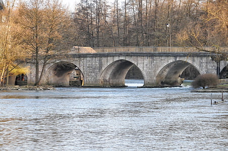 Bridge, f.d., Moret-sur-loing, medeltida, Pierre, floden, stenvalv