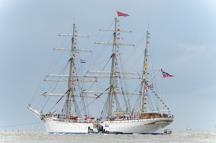 buque escuela, de la nave, Harlingen, Friesland, Mar de Wadden, vela, Tall ship race 2014