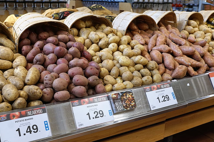 khoai tây, ăn, thị trường, vitamin, thực phẩm, mùa thu, mùa hè