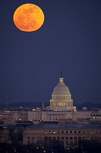 Lluna plena, Washington, DC, Capitol, arquitectura, edifici, cel