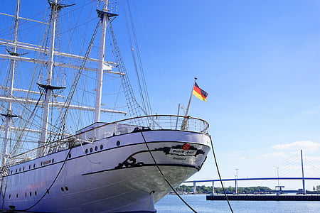 Stralsund, vakantie, Gorch fock, schip, water, blauw, wateren