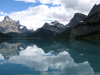 landscape, scenic, maligne lake, jasper national park, alberta, canada, reflection