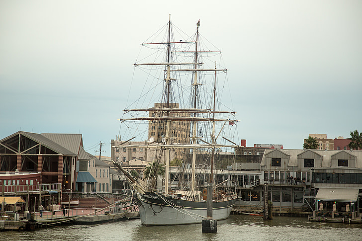 Galveston, Texas, hamnen, fartyg, segling