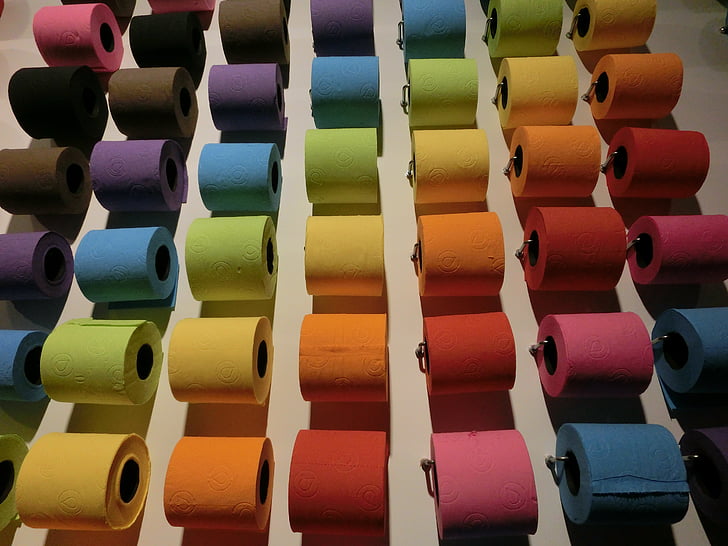 toilet paper, colorful, color, rainbow, toilet, loo, lisbon