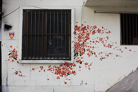 città di ant, murale, fiori, parete, Graffiti